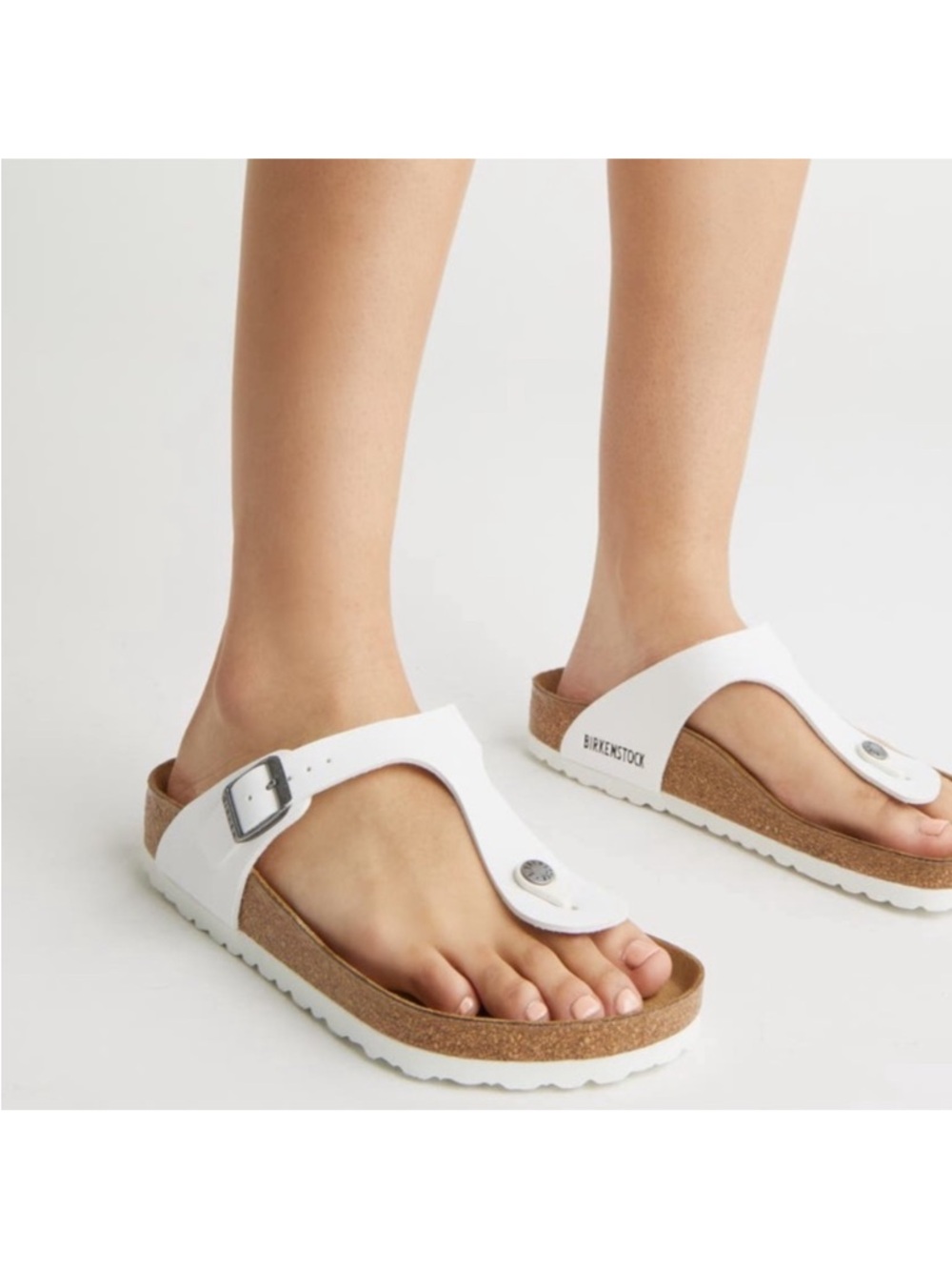 Birkenstock White Cork Footbed Thong Sandals